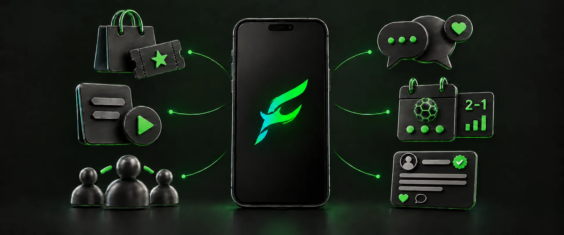 ultrafan Mobile Super App — shop, content, community, chat, matches and fan profile in one app